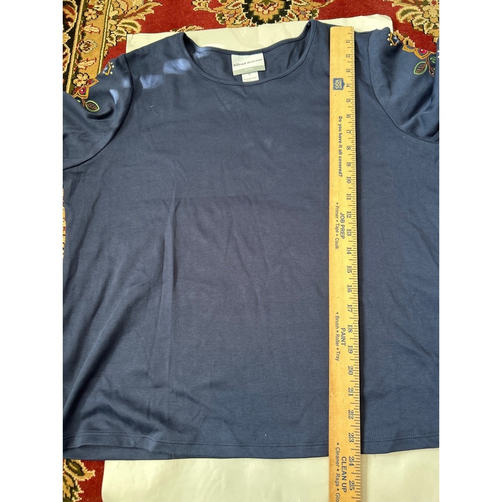 Alfred Dunner Mesa Verde Petite Navy Floral‎ Embroidered 3/4 Sleeve Top L petite - Picture 6 of 7